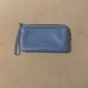 Coach Blue Double Zip Wallet